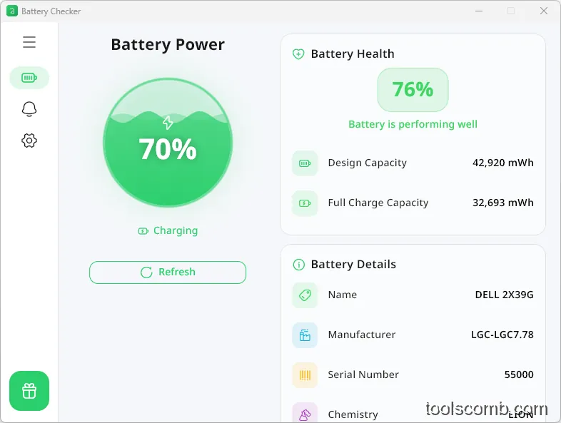 图形化电池检测：Battery Health Checker 让 Windows 电池损耗一目了然